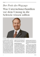 Der Preis des Wegzugs: Was Unternehmerfamilien vor dem Umzug in die Schweiz wissen sollten