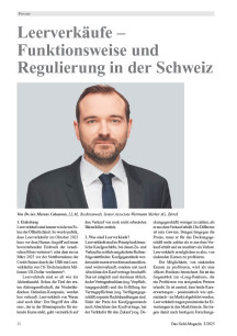 Leerverkäufe – Funktionsweise und Regulierung in der Schweiz